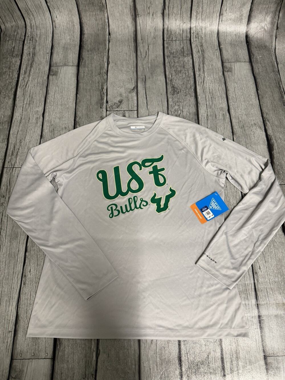 NWT Women’s Columbia USF South Florida Bulls LS Omni Wick Tshirt Large Grey